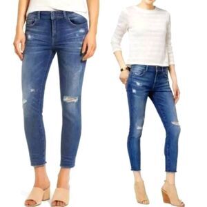 DL1961 Women's Stretch Mid Rise Florence Instasculpt™ Cropped Jeans Dark EUC